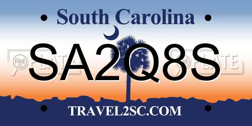 SA2Q8S South Carolina License Plate