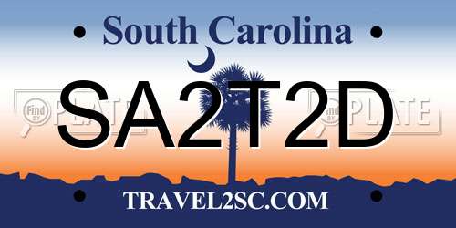 SA2T2D South Carolina License Plate