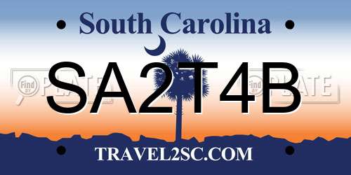 SA2T4B South Carolina License Plate