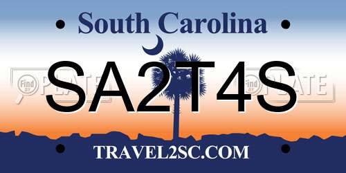 SA2T4S South Carolina License Plate