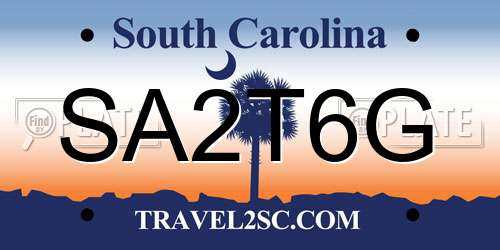 SA2T6G South Carolina License Plate