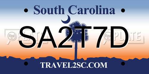 SA2T7D South Carolina License Plate