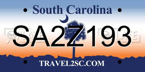 SA2Z193 South Carolina License Plate