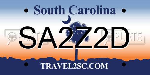 SA2Z2D South Carolina License Plate