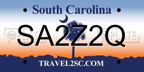 SA2Z2Q South Carolina License Plate