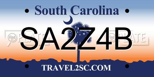 SA2Z4B South Carolina License Plate