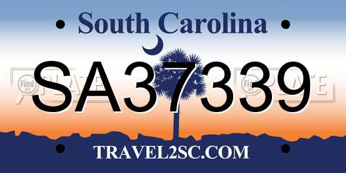 SA37339 South Carolina License Plate