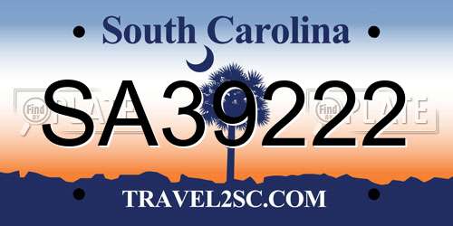 SA39222 South Carolina License Plate