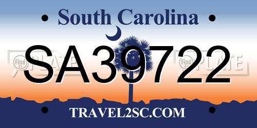 SA39722 South Carolina License Plate