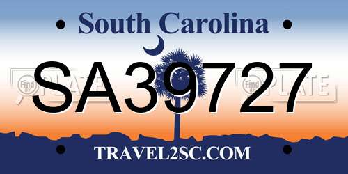 SA39727 South Carolina License Plate