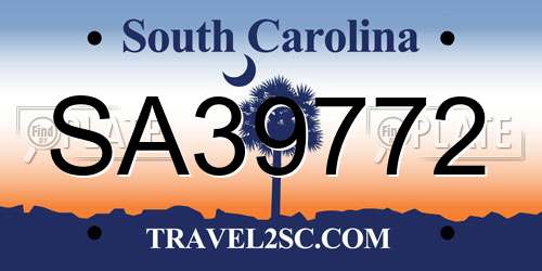 SA39772 South Carolina License Plate