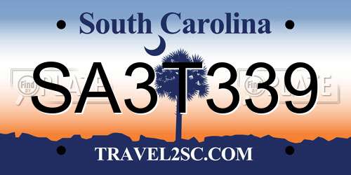 SA3T339 South Carolina License Plate