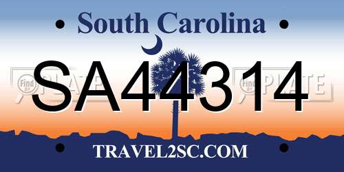 SA44314 South Carolina License Plate