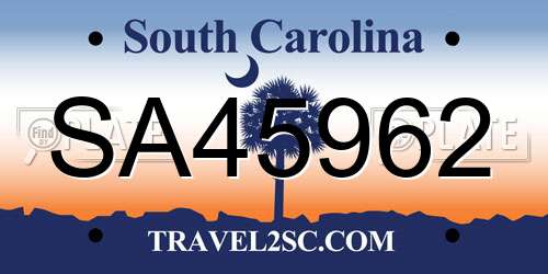 SA45962 South Carolina License Plate