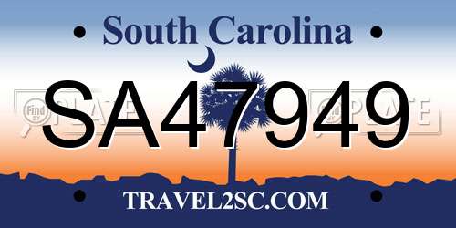 SA47949 South Carolina License Plate