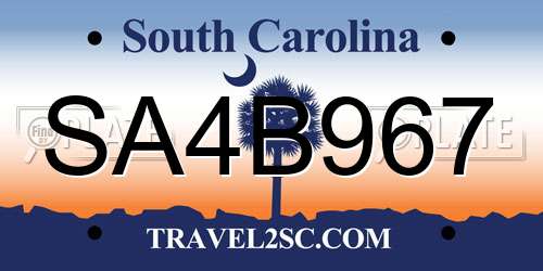 SA4B967 South Carolina License Plate