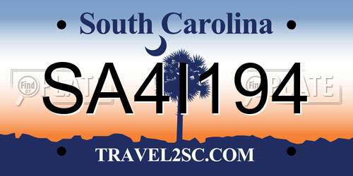 SA4I194 South Carolina License Plate