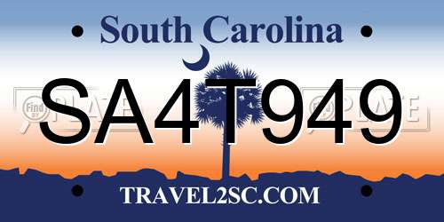 SA4T949 South Carolina License Plate
