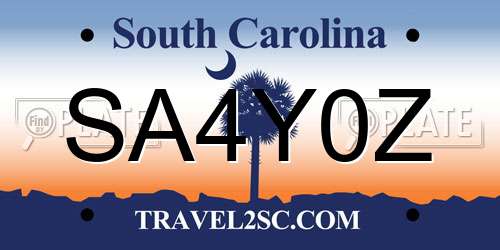 SA4Y0Z South Carolina License Plate