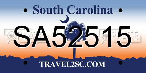 SA52515 South Carolina License Plate