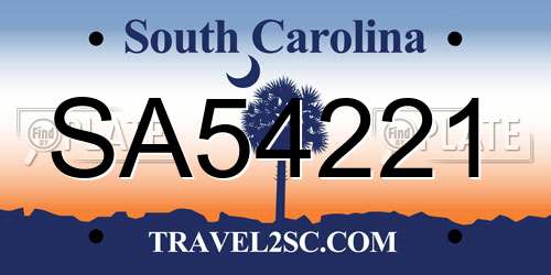 SA54221 South Carolina License Plate