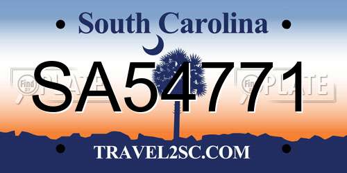 SA54771 South Carolina License Plate