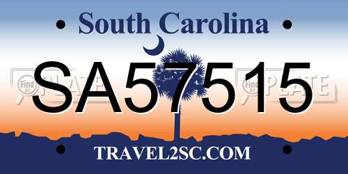 SA57515 South Carolina License Plate