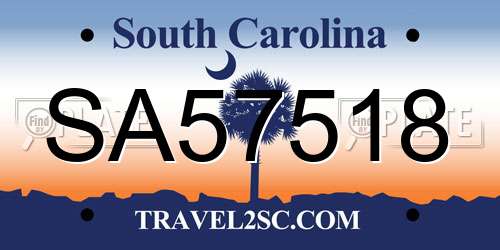 SA57518 South Carolina License Plate