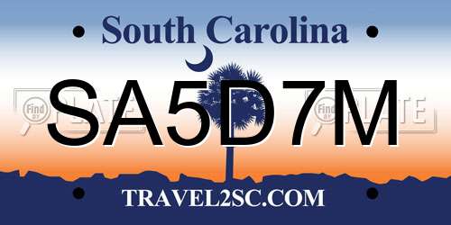 SA5D7M South Carolina License Plate