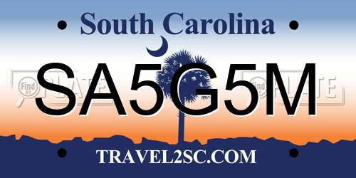 SA5G5M South Carolina License Plate