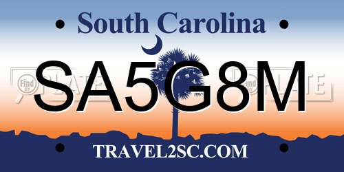SA5G8M South Carolina License Plate