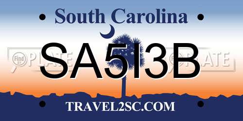 SA5I3B South Carolina License Plate
