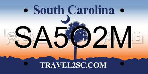 SA5O2M South Carolina License Plate