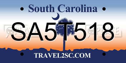 SA5T518 South Carolina License Plate
