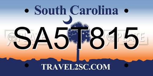 SA5T815 South Carolina License Plate