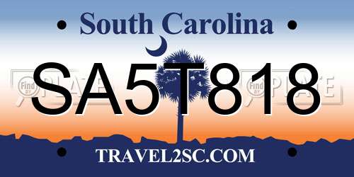 SA5T818 South Carolina License Plate