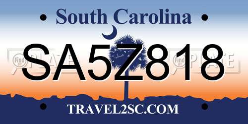 SA5Z818 South Carolina License Plate