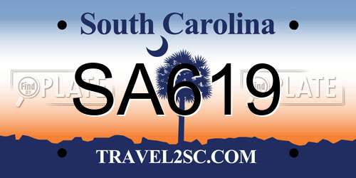 SA619 South Carolina License Plate