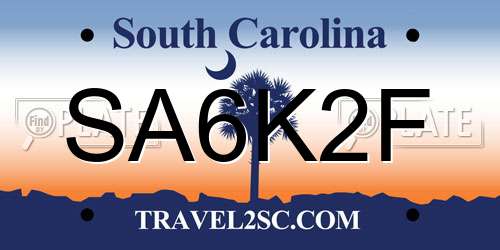 SA6K2F South Carolina License Plate