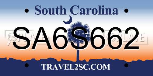 SA6S662 South Carolina License Plate