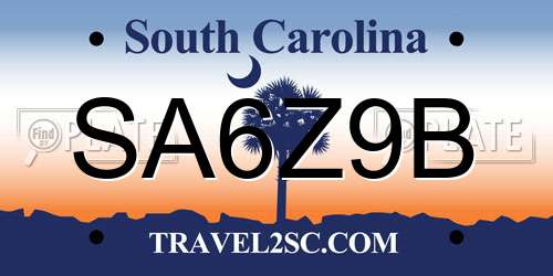 SA6Z9B South Carolina License Plate