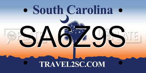 SA6Z9S South Carolina License Plate