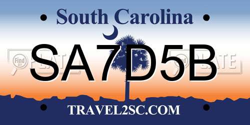 SA7D5B South Carolina License Plate