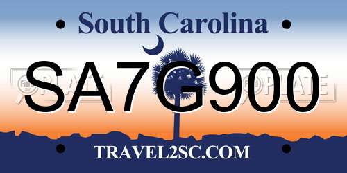 SA7G900 South Carolina License Plate