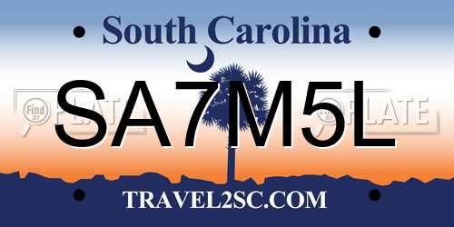 SA7M5L South Carolina License Plate