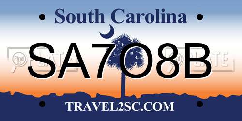 SA7O8B South Carolina License Plate