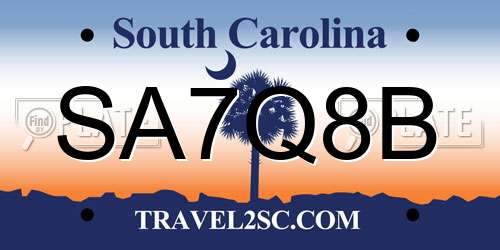 SA7Q8B South Carolina License Plate