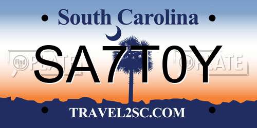 SA7T0Y South Carolina License Plate