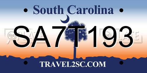 SA7T193 South Carolina License Plate