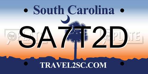 SA7T2D South Carolina License Plate